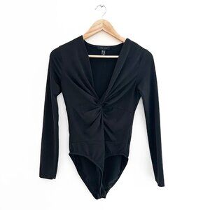 ASOS Black Bodysuit - Twist Front V-Neck - Size 4